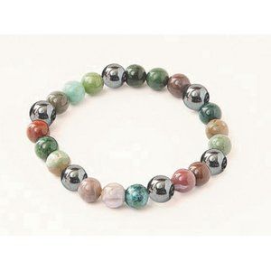 Zorbitz Lucky Magnetic Bracelet Luck & Miracles Agate and Hematite Beads Stretch